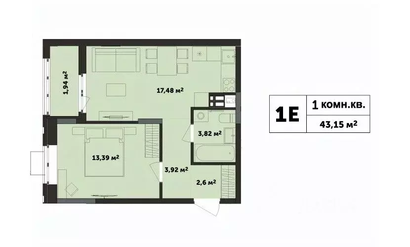 1-к кв. Удмуртия, Ижевск ул. Академика Павлова (42.87 м) - Фото 1