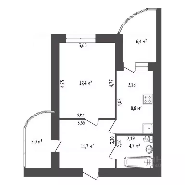 1-к кв. Башкортостан, Уфа Зеленогорская ул., 13 (54.0 м) - Фото 2