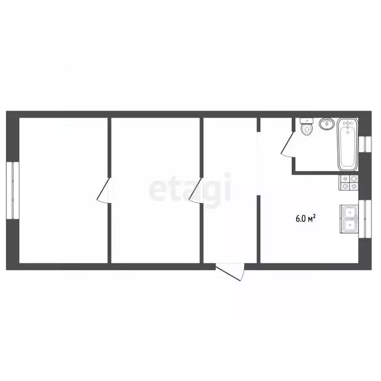 1-к кв. Вологодская область, пос. Семенково ул. Первомайская, 14 (33.1 ... - Фото 1