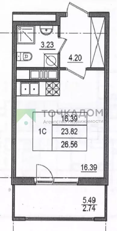 Студия Санкт-Петербург Октябрьская наб., 86К2 (24.5 м) - Фото 1