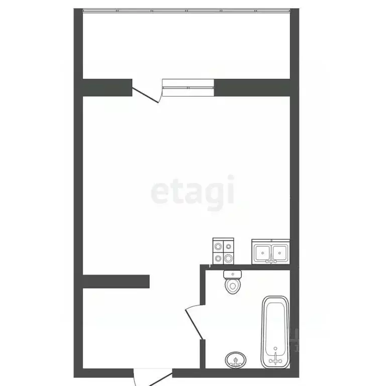 Студия Тюменская область, Тюмень Тарманы мкр, ул. Маршака, 7 (23.9 м) - Фото 2