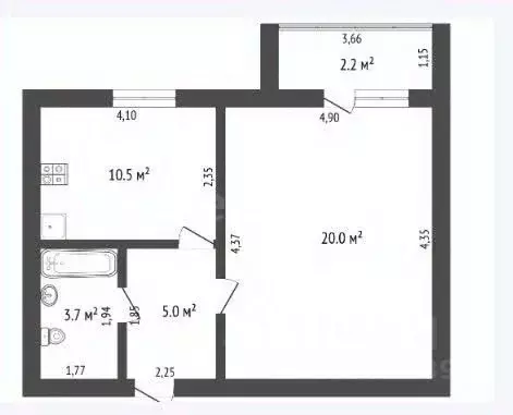 1-к кв. Башкортостан, Стерлитамак ул. Гоголя, 153 (38.8 м) - Фото 2