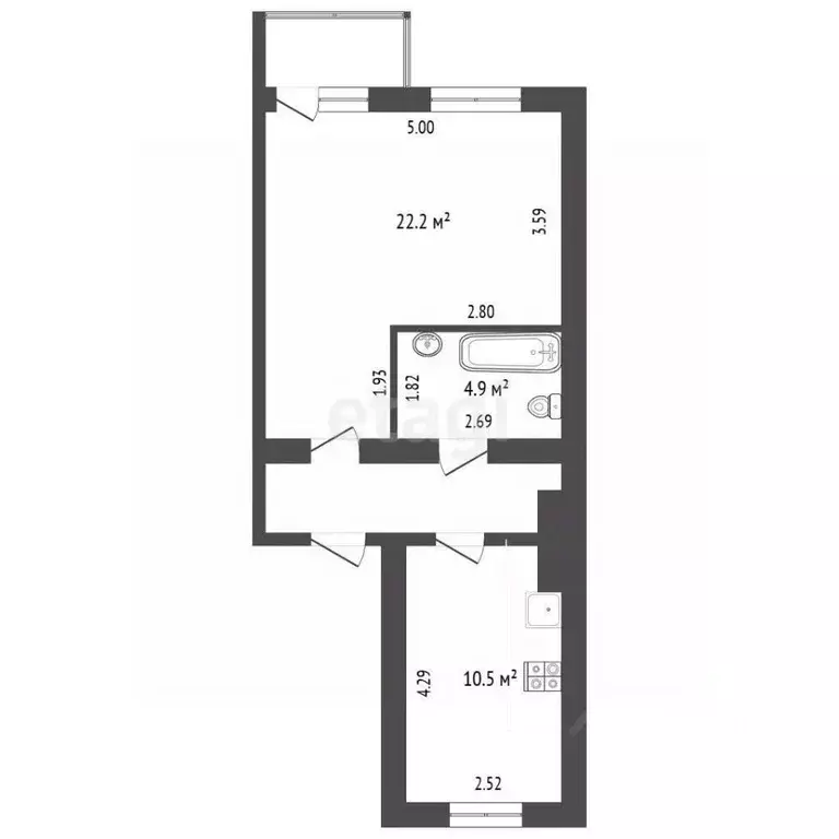1-к кв. Севастополь ул. Багрия, 75/12 (45.0 м) - Фото 2