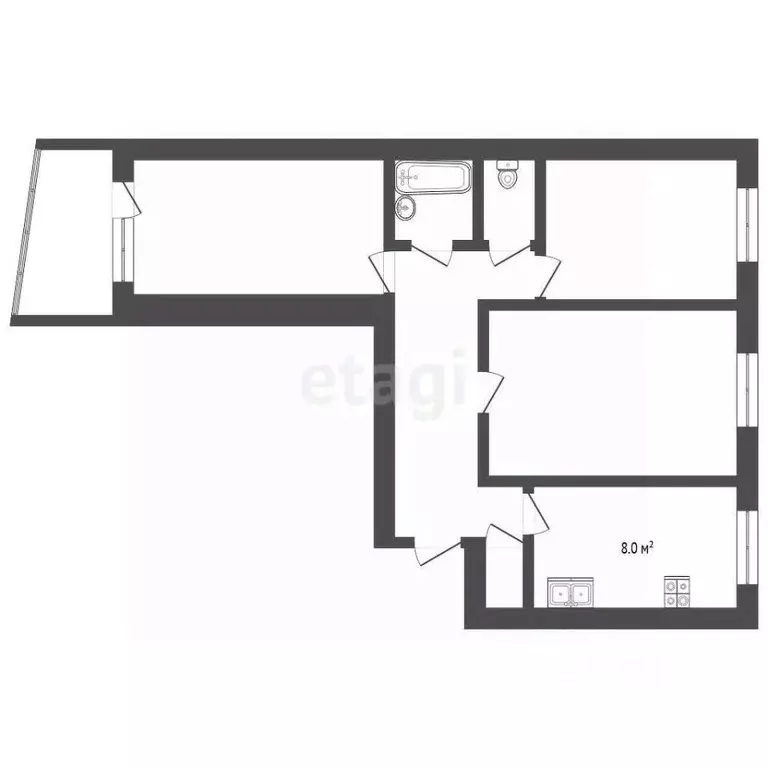 3-к кв. Тамбовская область, Тамбов ул. Рылеева, 102 (62.8 м) - Фото 1