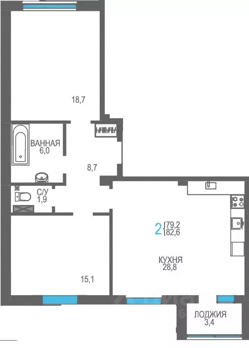 2-к кв. Крым, Феодосия ш. Симферопольское, 48к1 (82.6 м) - Фото 0