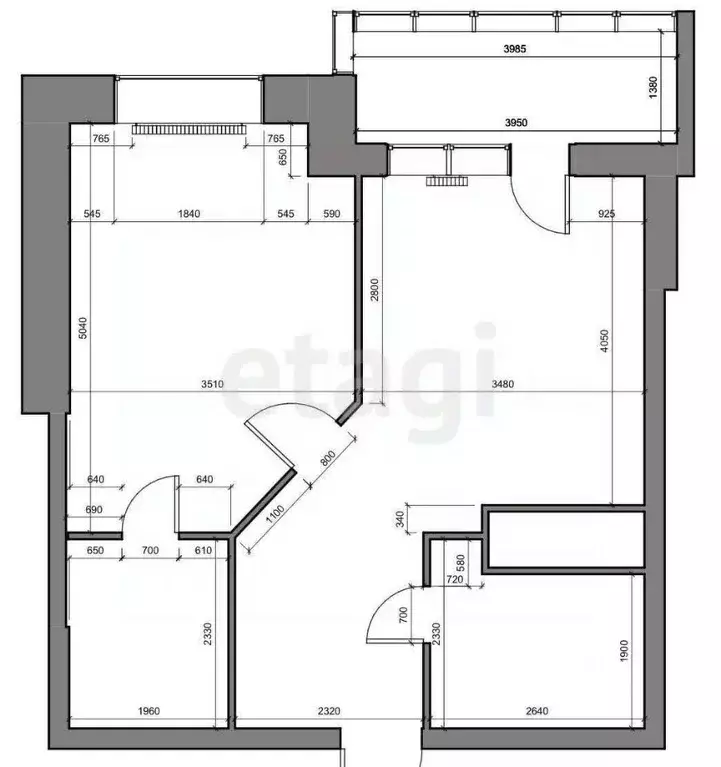 1-к кв. Татарстан, Казань Комсомольская ул., 1 (47.0 м) - Фото 2