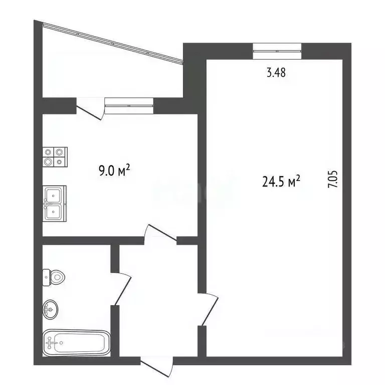 1-к кв. Ханты-Мансийский АО, Сургут ул. Иосифа Каролинского, 12 (45.4 ... - Фото 1