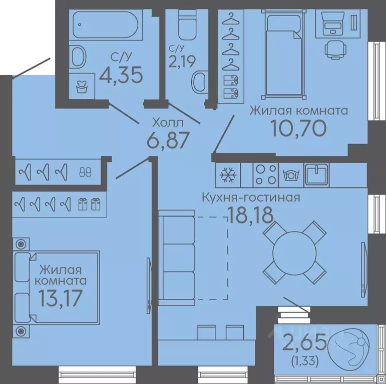 2-к кв. Свердловская область, Екатеринбург Новокольцовский мкр, ... - Фото 1