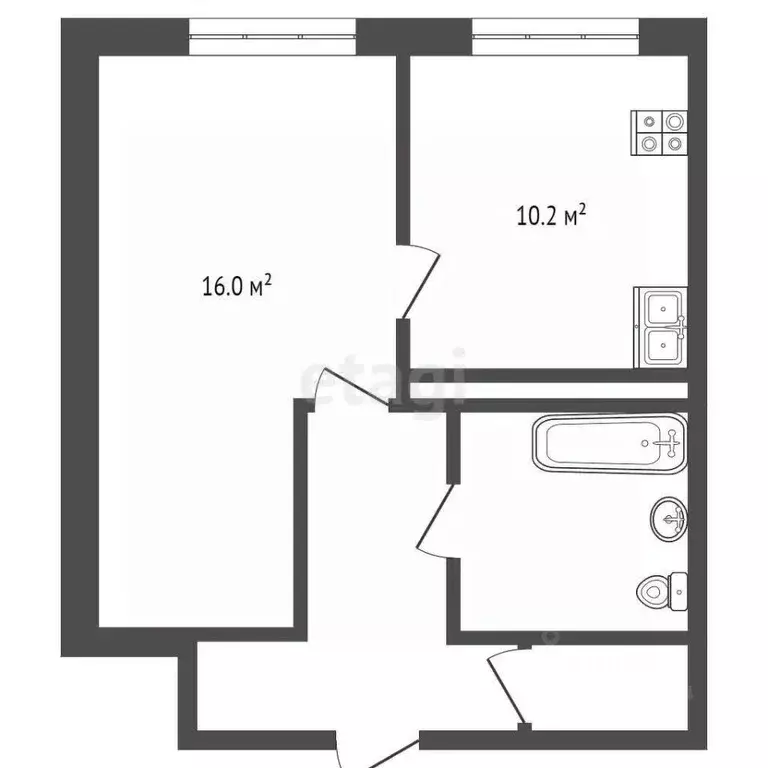 1-к кв. Вологодская область, Череповец ул. Монтклер, 18 (34.1 м) - Фото 2