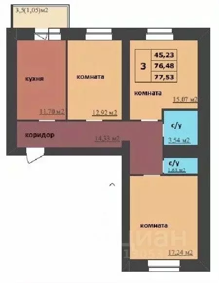 3-к кв. Ярославская область, Ярославль Ленинградский просп., 98/2 ... - Фото 1