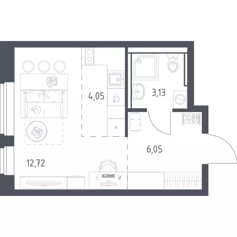 Квартира-студия: посёлок городского типа Жилино-1, 2-й квартал, жилой ... - Фото 1