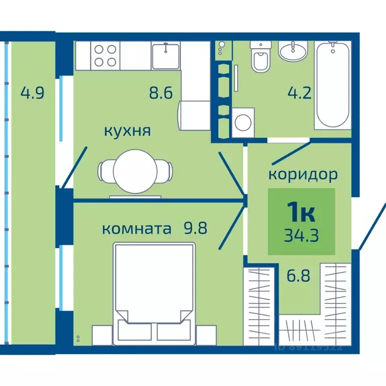 1-к кв. Пермский край, Пермь ул. Старшего Лейтенанта Гачегова, 1 (34.3 ... - Фото 0