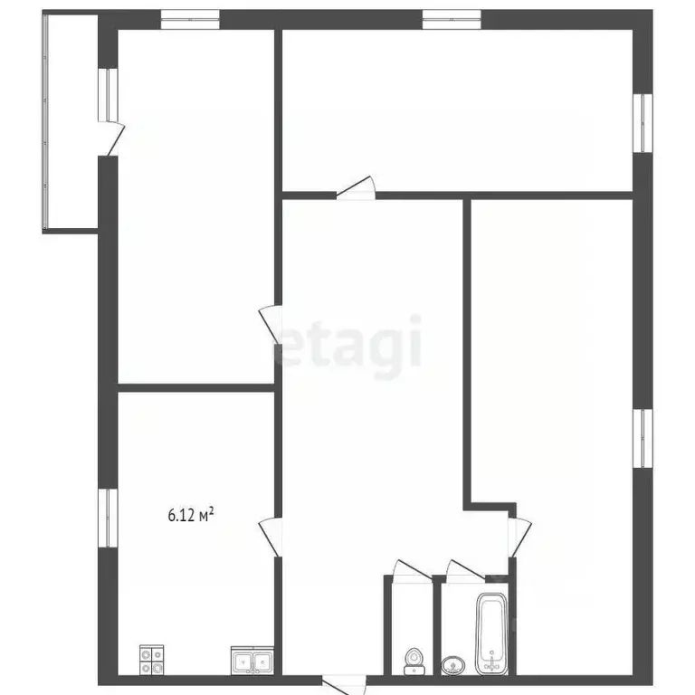 3-к кв. Белгородская область, Шебекино ул. Дзержинского, 14 (62.14 м) - Фото 1