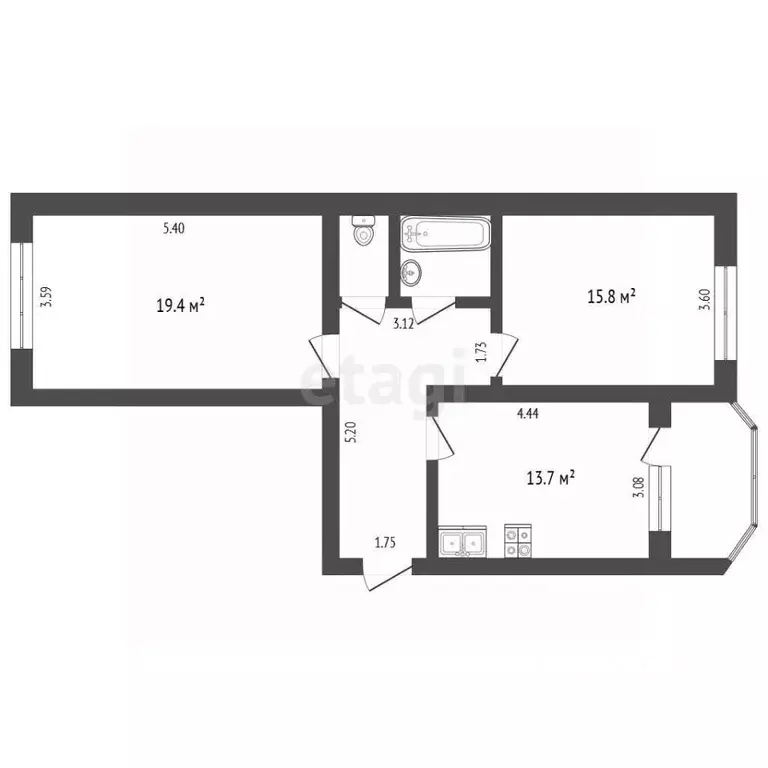 2-к кв. Московская область, Коломна Окский просп., 3Б (65.9 м) - Фото 2