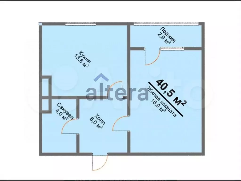 1-к. квартира, 43,4 м, 1/3 эт. - Фото 0