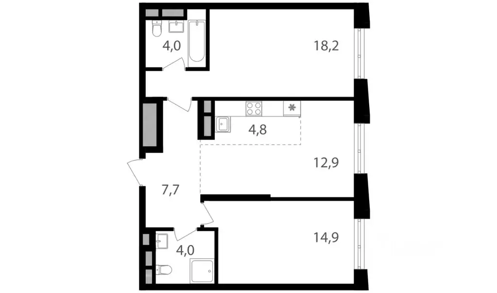 2-к кв. Москва Семеновский Парк 2 жилой комплекс (66.5 м) - Фото 0