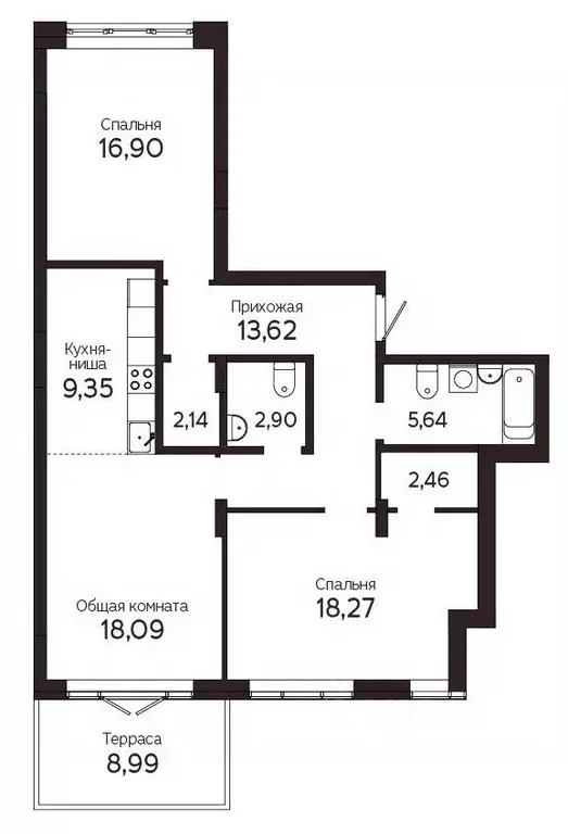 3-к кв. Томская область, Томск Комсомольский просп., 48Б (87.58 м) - Фото 0