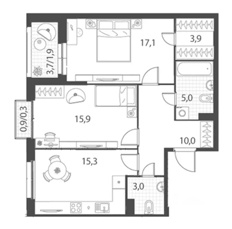 2-к кв. Новосибирская область, Кольцово рп Счастье в Кольцово жилой ... - Фото 1