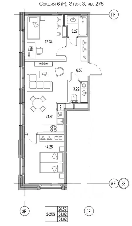 2-к кв. Санкт-Петербург ул. Стахановцев, 1 (60.6 м) - Фото 0