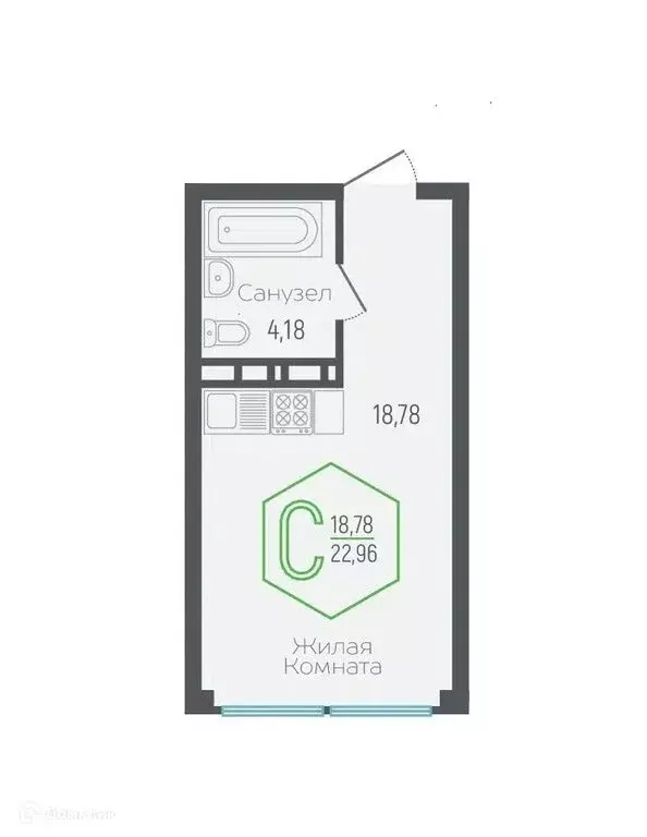 Квартира-студия: Краснодар, Обрывная улица, 132/1к1 (22.8 м) - Фото 1