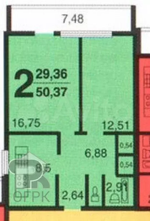 2-к. квартира, 51 м, 4/22 эт. - Фото 0