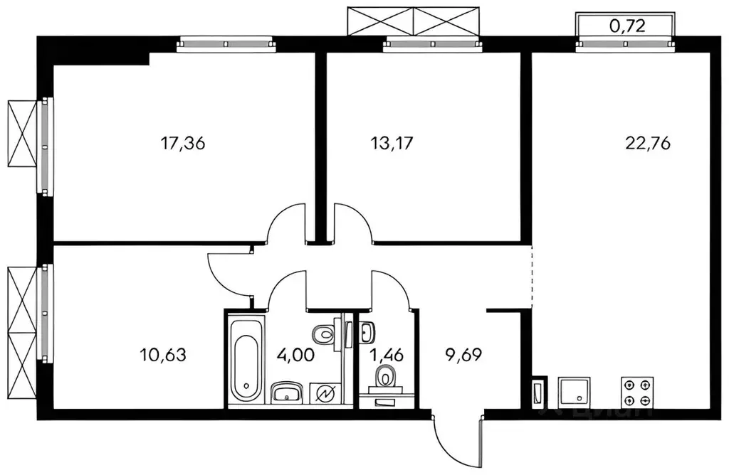 3-к кв. Москва Большая Филевская ул., 3к2 (80.0 м) - Фото 1