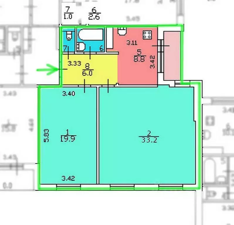 2-к кв. Санкт-Петербург Малая Балканская ул., 30/3 (70.0 м) - Фото 2