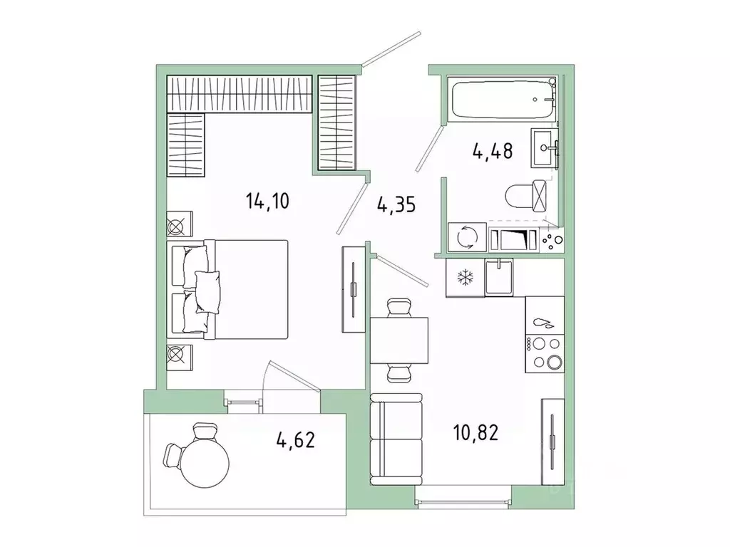 1-к кв. Ленинградская область, Гатчина Въезд мкр,  (36.06 м) - Фото 1