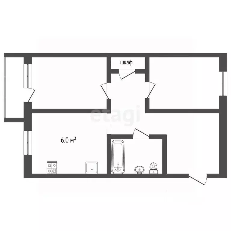 2-к кв. Архангельская область, Архангельск ул. Розы Люксембург, 12 ... - Фото 2