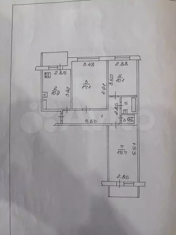 3-к. квартира, 70,9 м, 7/8 эт. - Фото 0