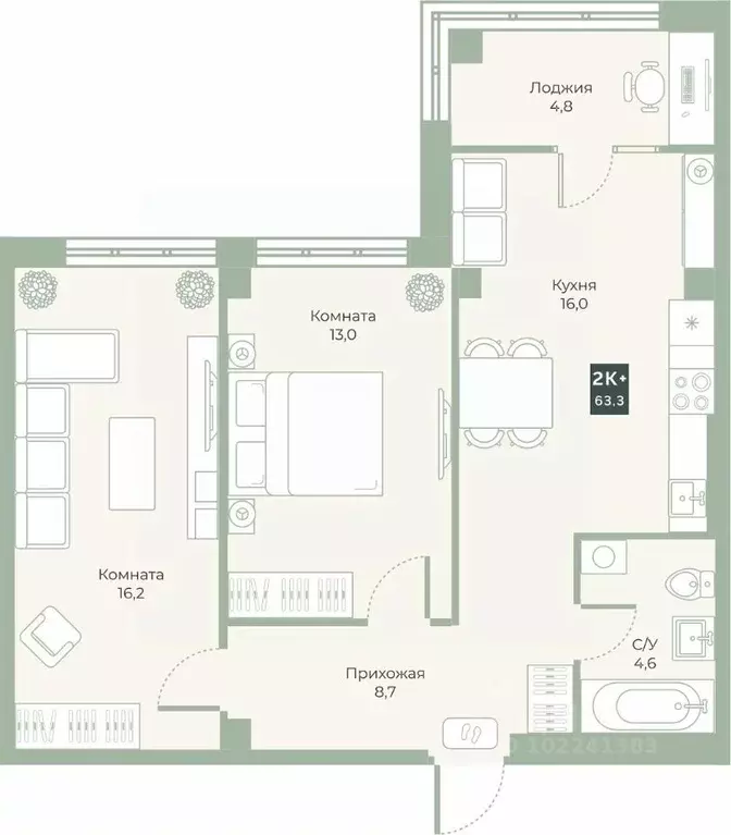 2-к кв. Курганская область, Курган Заозерный жилрайон, 6А мкр, ул. ... - Фото 1