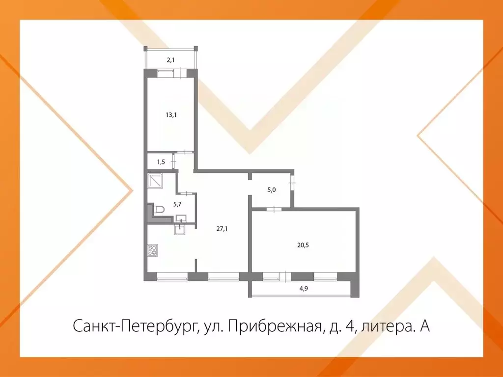 3-к кв. Санкт-Петербург Прибрежная ул., 4 (72.9 м) - Фото 2