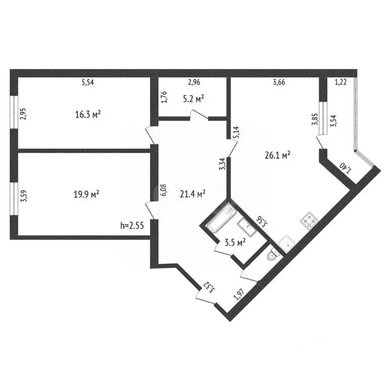 2-к кв. Амурская область, Благовещенск Игнатьевское ш., 12/3 (97.0 м) - Фото 2