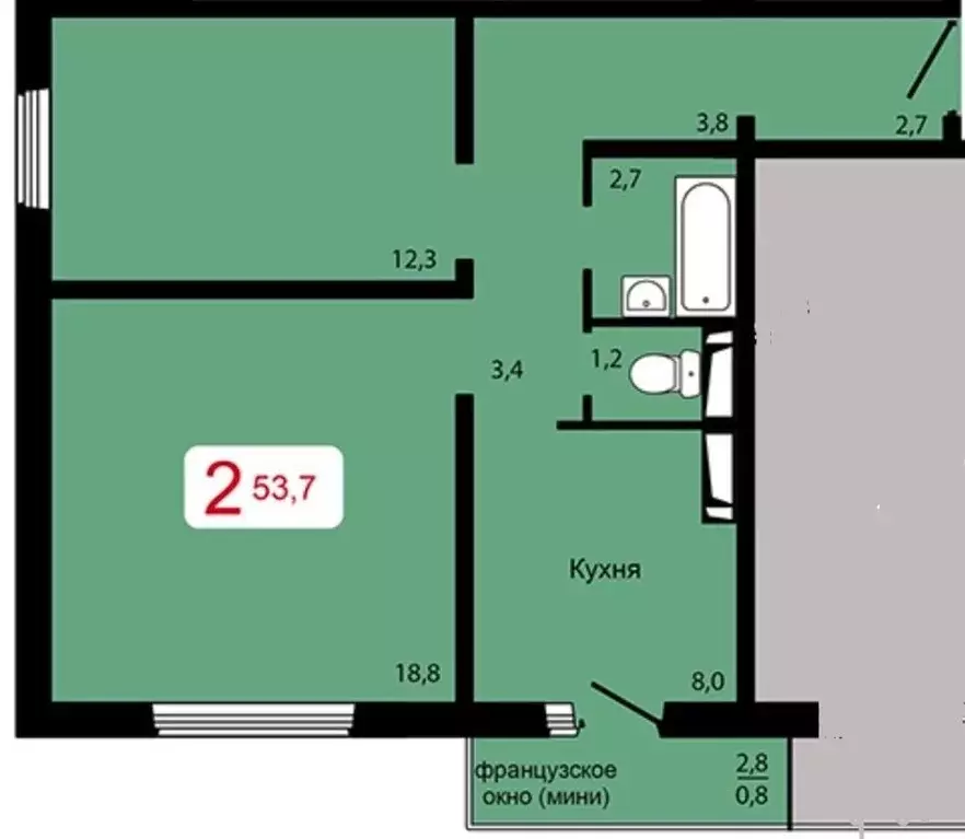 2-к кв. Красноярский край, Красноярск Аральская ул., 51 (54.0 м) - Фото 0
