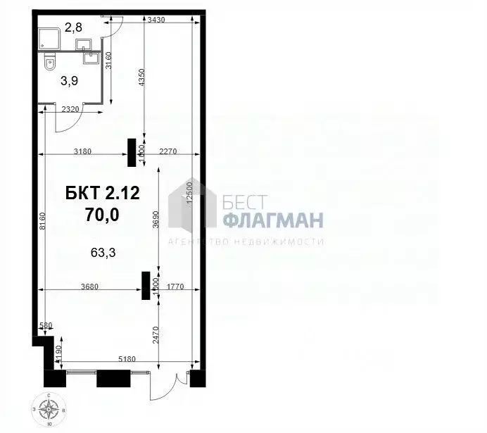 Помещение свободного назначения в Москва № 70 кв-л,  (70 м) - Фото 1