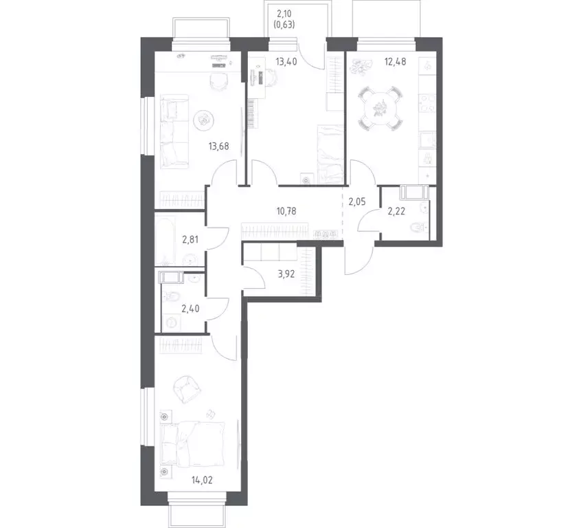 3-комнатная квартира: посёлок городского типа Мирный, улица Академика ... - Фото 1