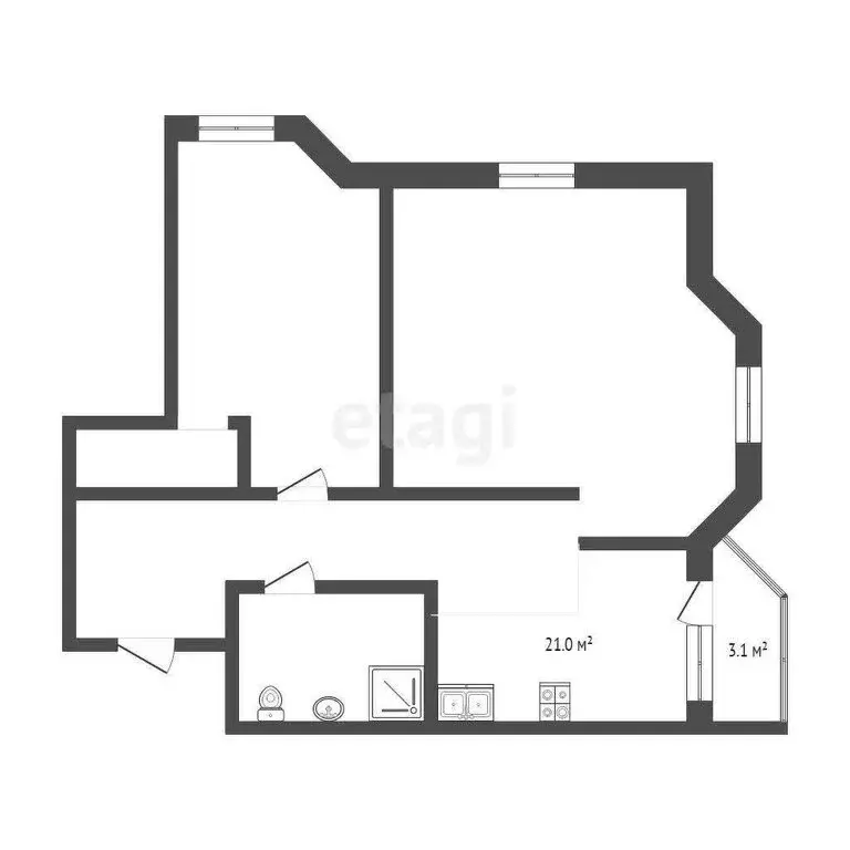 2-комнатная квартира: Тюмень, Первомайская улица, 50 (62.8 м) - Фото 0