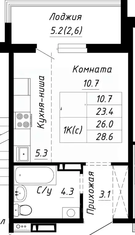 1-к кв. Алтайский край, Барнаул ул. Им. Анатолия Мельникова, 1 (26.0 ... - Фото 0