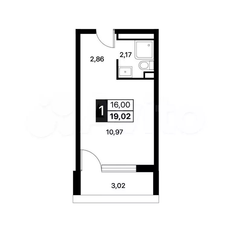 Апартаменты-студия, 19 м, 6/14 эт. - Фото 1