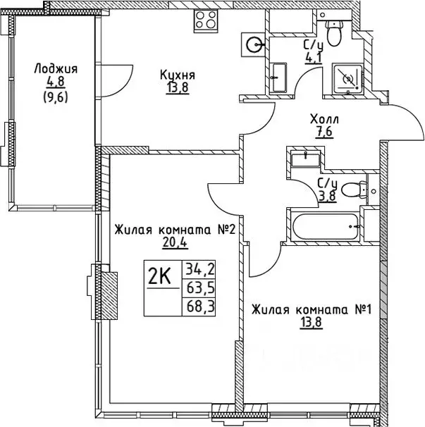 2-к кв. Москва Миклухо-Маклая ул., 23 (68.3 м) - Фото 2