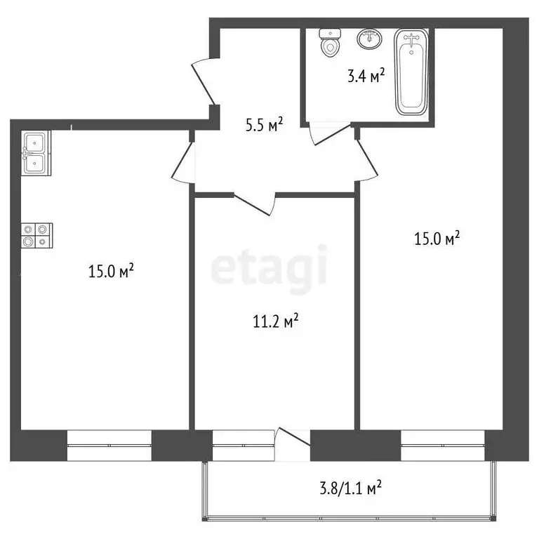 2-комнатная квартира: Вологда, Граничная улица, 7Б (50.3 м) - Фото 1