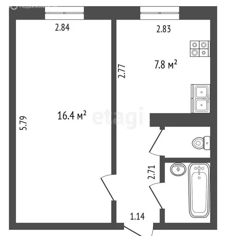 1-комнатная квартира: Новокузнецк, улица Павловского, 21 (31 м) - Фото 1