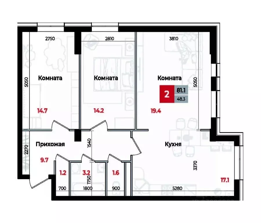 3-к кв. Ставропольский край, Невинномысск Новая ул., 1 (81.1 м) - Фото 1
