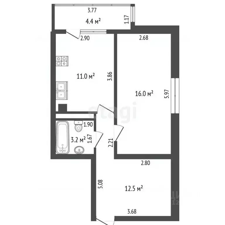 1-к кв. Краснодарский край, Анапа Парковая ул., 60к4 (42.7 м) - Фото 1