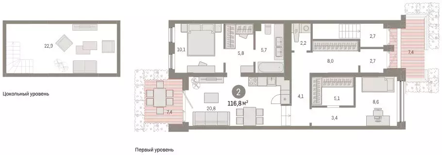3-комнатная квартира: Тюмень, улица Павла Фитина, 3 (116.2 м) - Фото 2