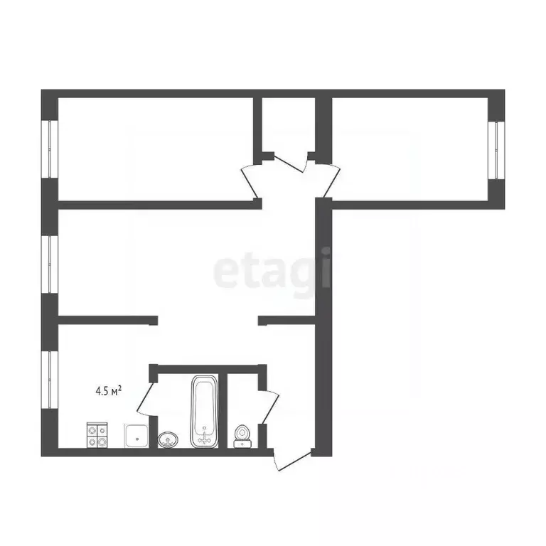 3-к кв. Мордовия, Саранск ул. Попова, 53 (54.0 м) - Фото 2