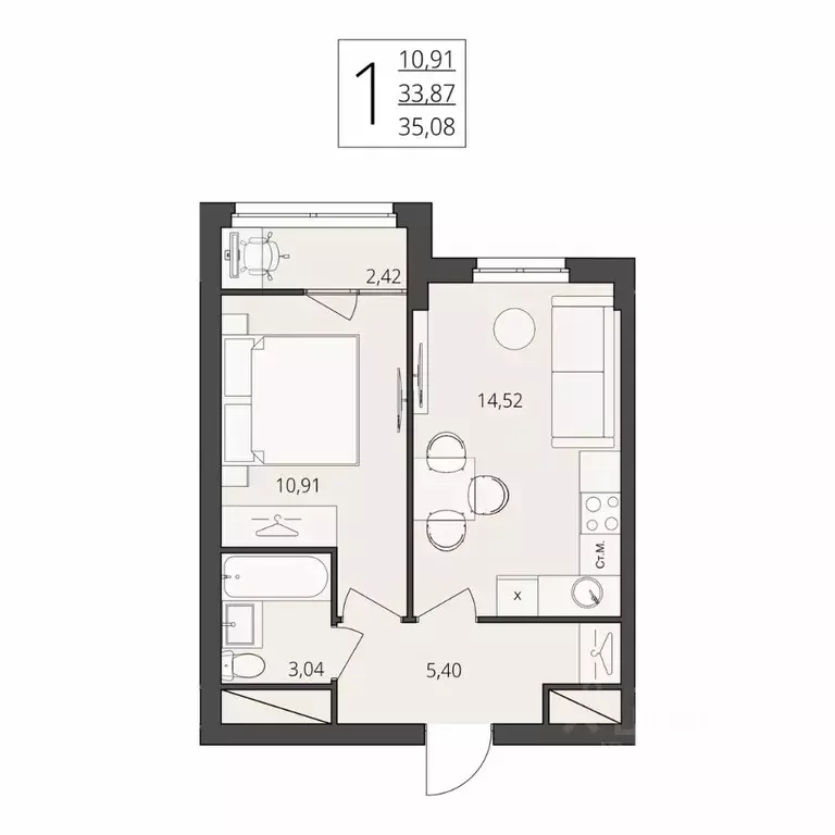 1-к кв. Волгоградская область, Волгоград ул. Степана Разина, 25/1 ... - Фото 1