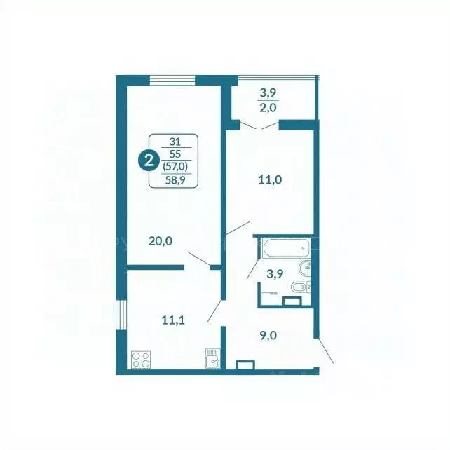2-к кв. Кировская область, Киров Заводская ул., 14к1 (59.0 м) - Фото 1