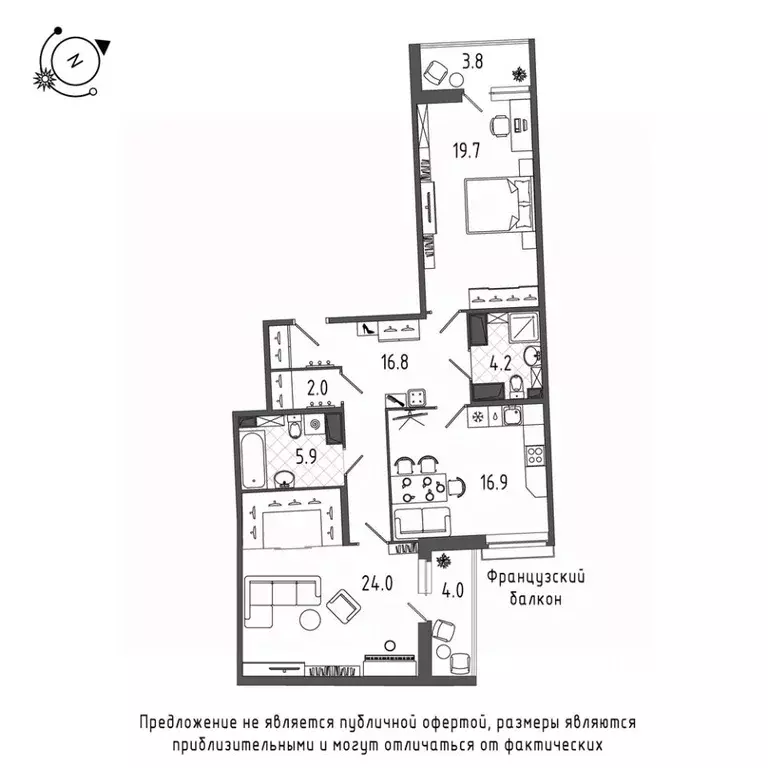 2-к кв. Санкт-Петербург Черниговская ул., 17 (94.9 м) - Фото 0