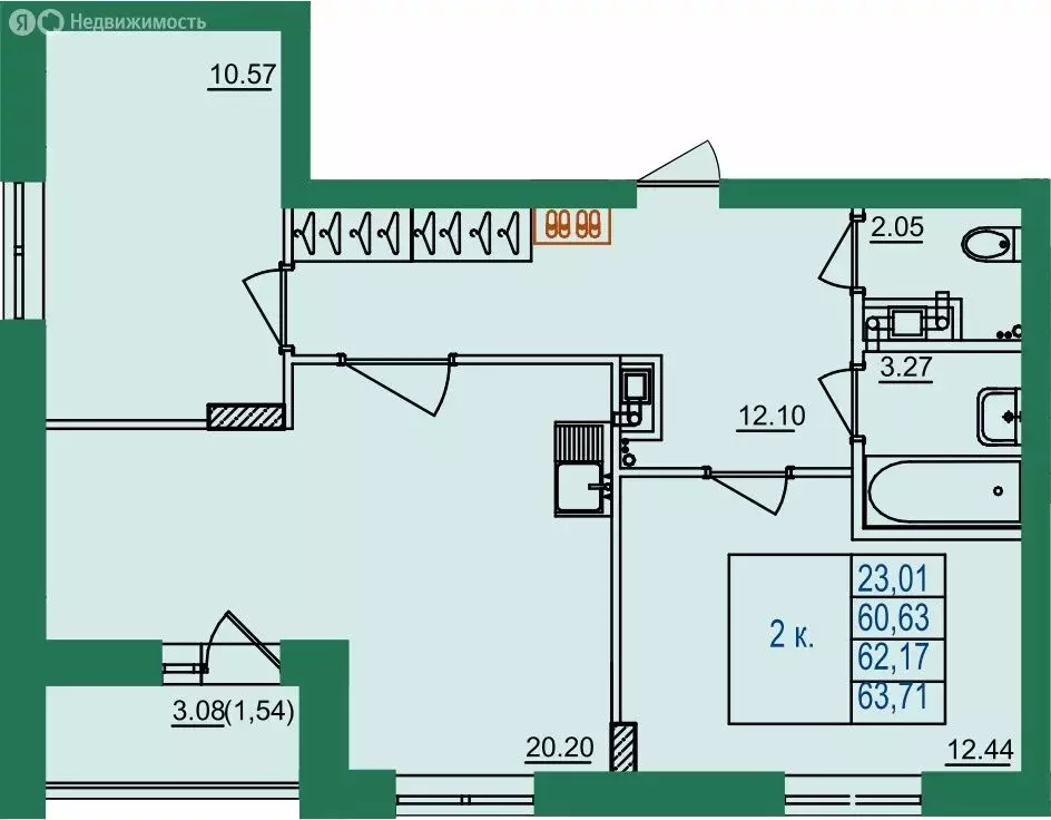 2-комнатная квартира: городской округ Владимир, посёлок ... - Фото 1